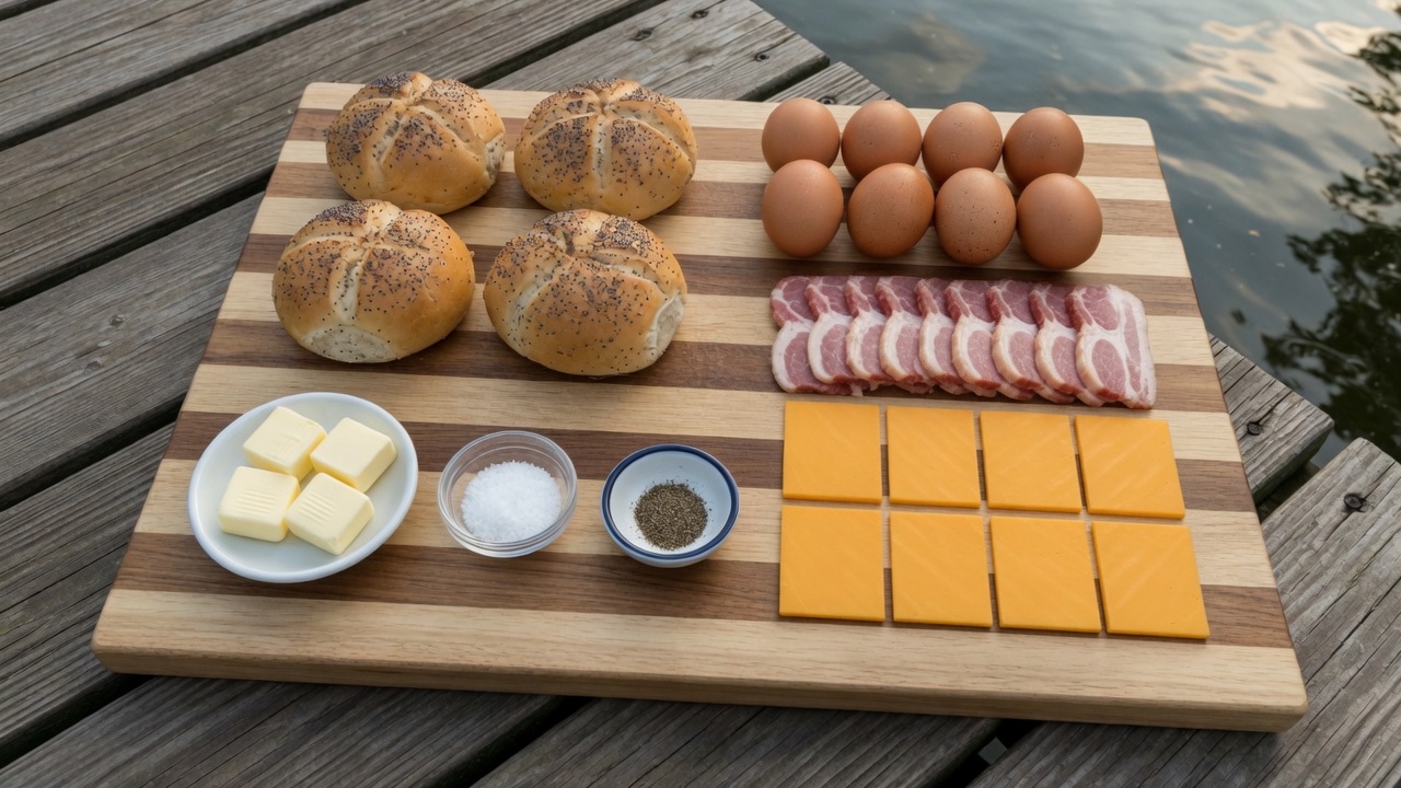 Ingredients for Bacon, Egg and Cheese Breakfast Sandwich