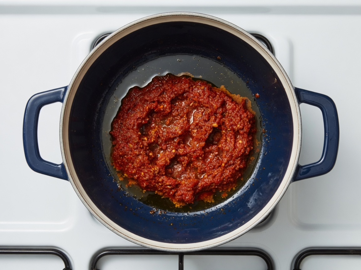 Paste frying until oil separates