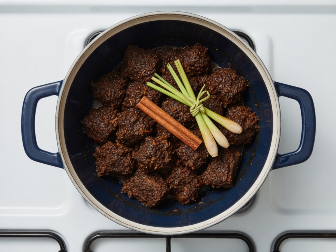 Rendang simmering until dry