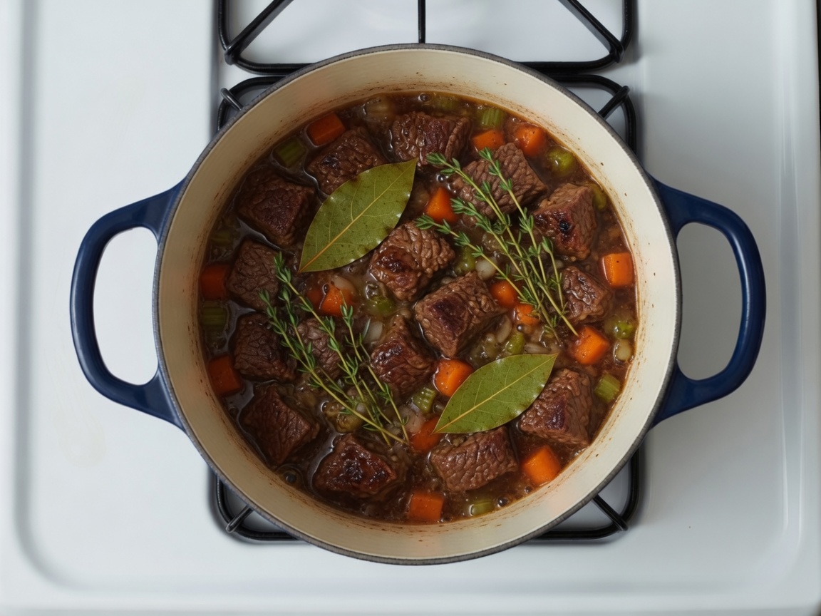 Wine and broth in the Dutch oven