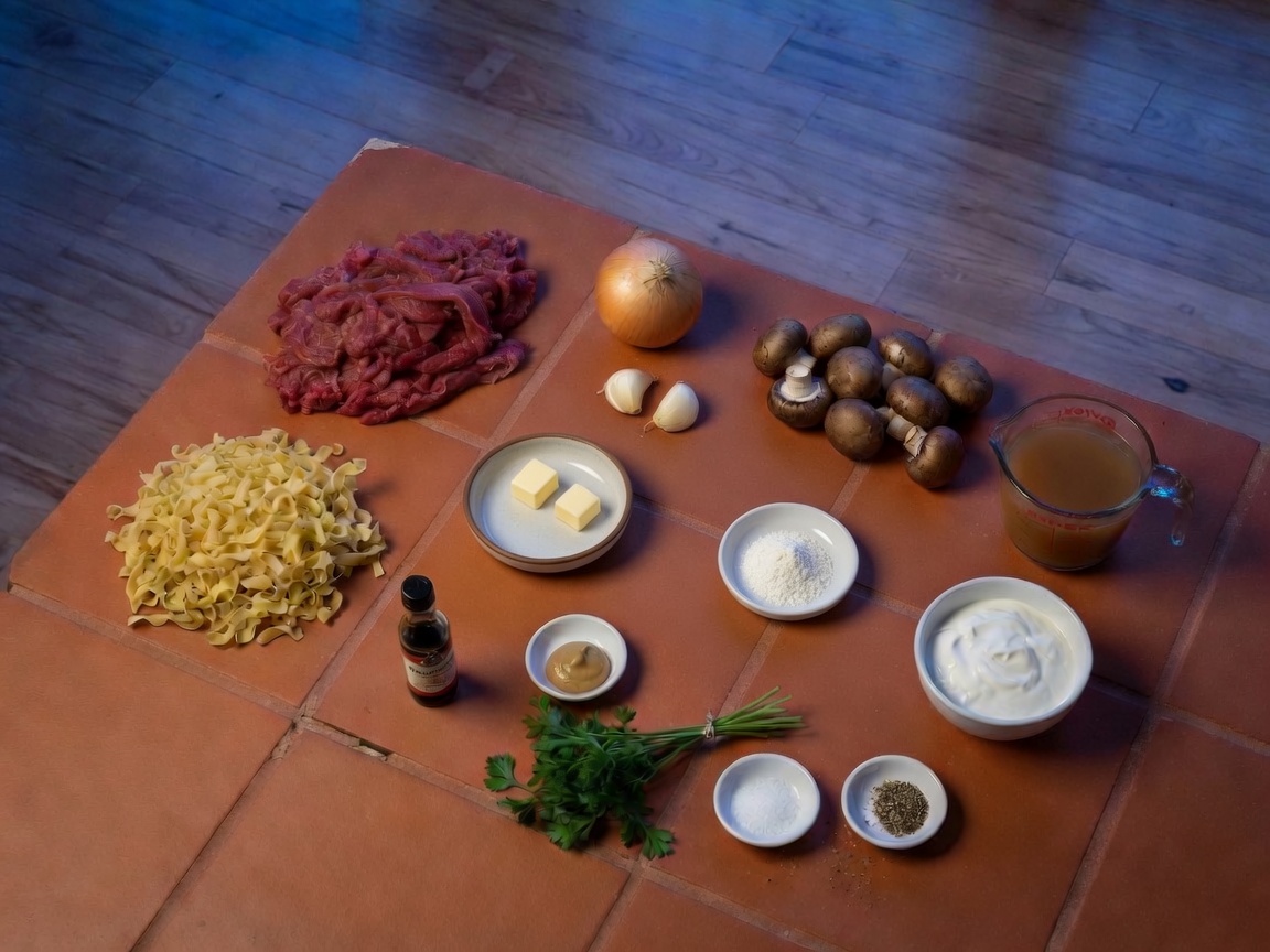 Ingredients for Beef Stroganoff