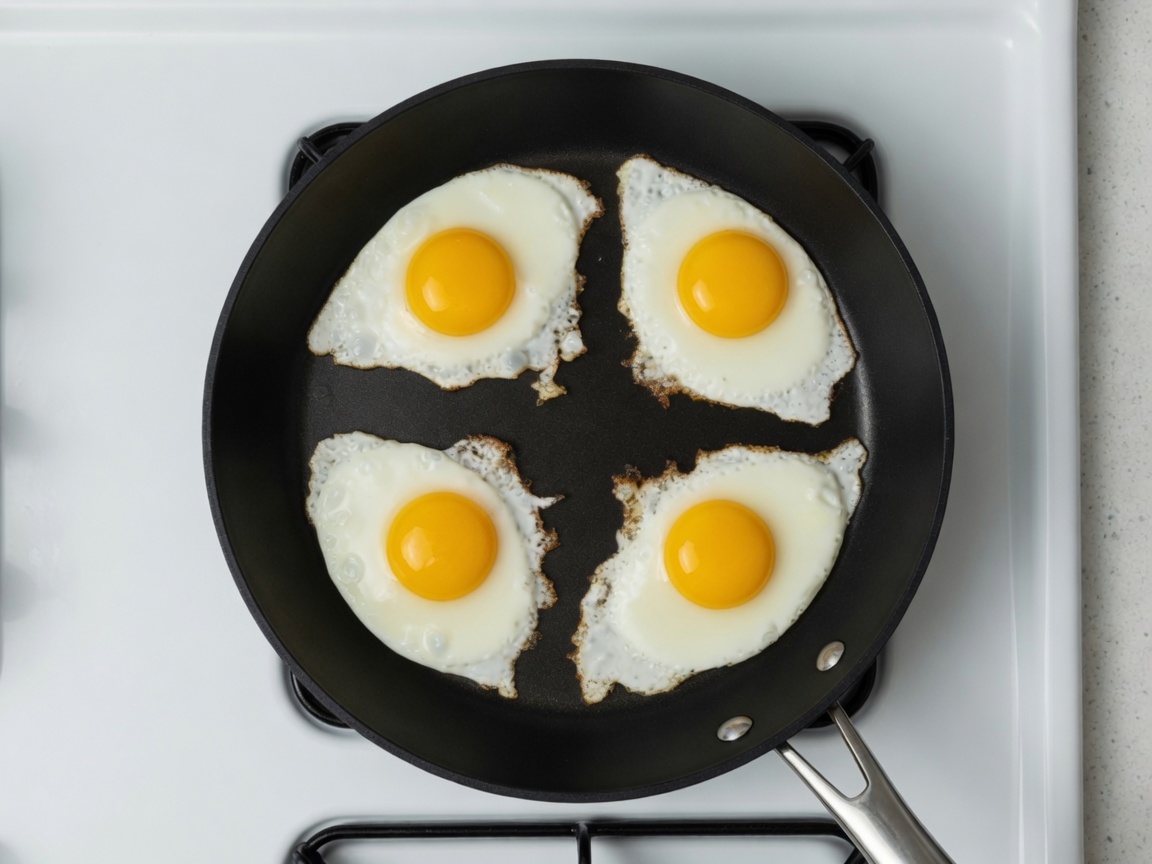 Sunny-side eggs frying