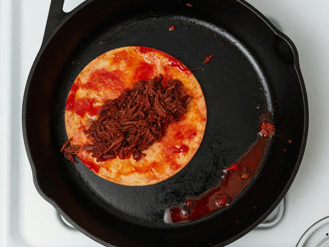 Tortilla crisping in fat