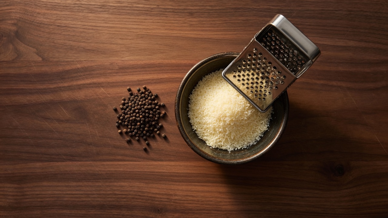 Pecorino grated into a bowl