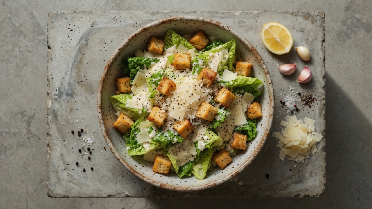 Croutons and parmesan tossed through