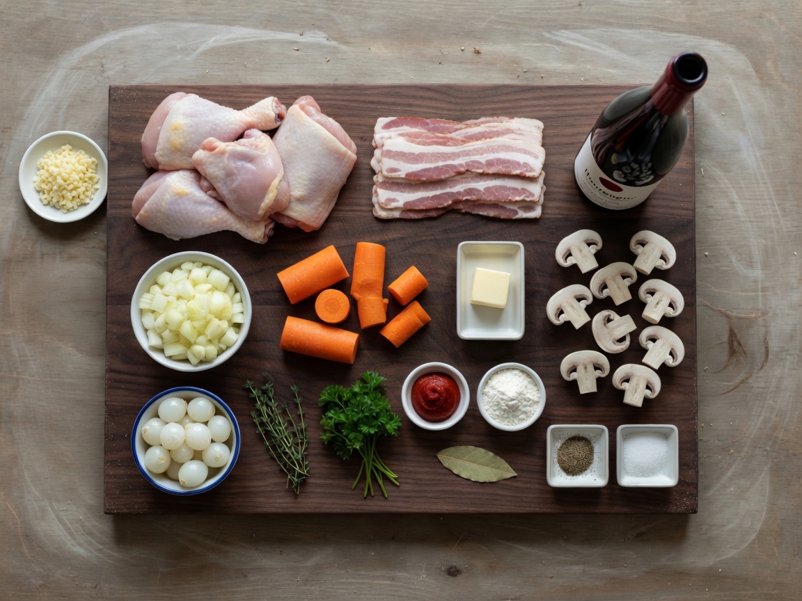 Ingredients for Coq au Vin