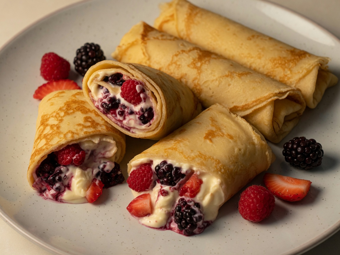 Warm crepes filled with stuffing