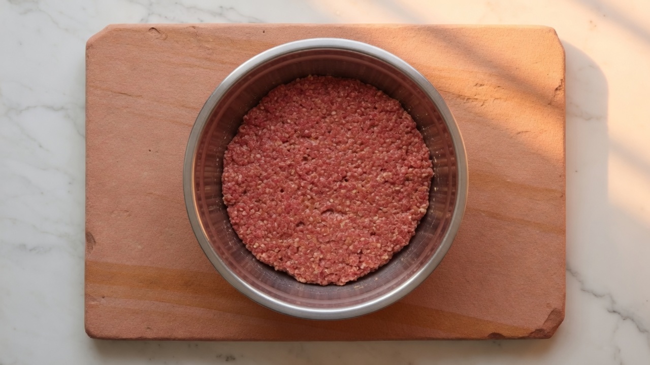 Raw ground beef mixed in a bowl