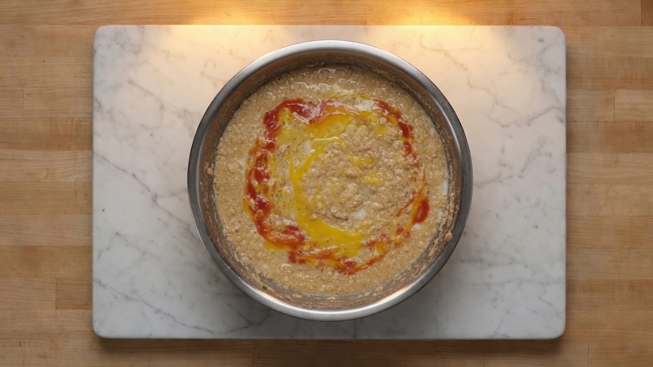 Breadcrumbs soaked with milk and eggs