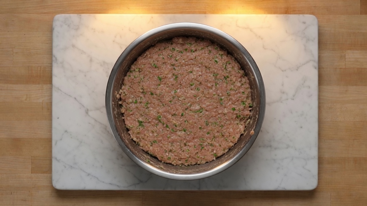 Raw ground turkey mixed even