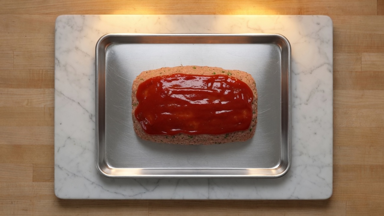 Turkey meatloaf shaped on a bare sheet