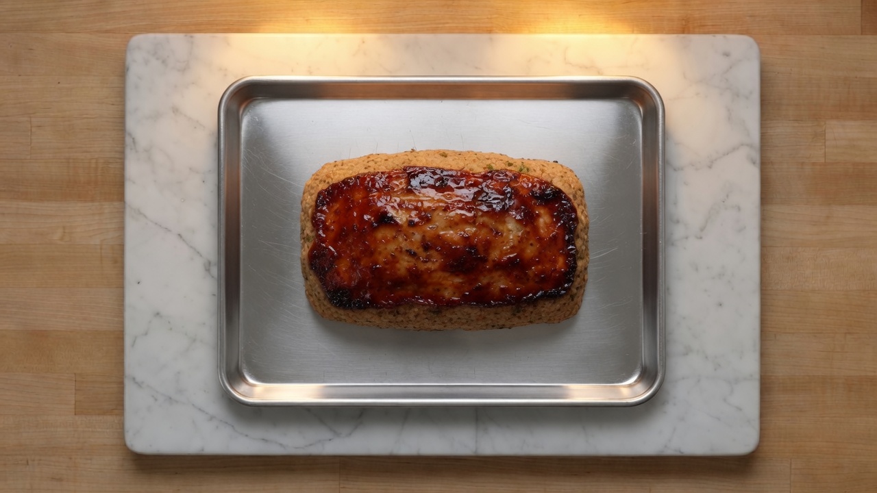 Baked turkey meatloaf with set glaze