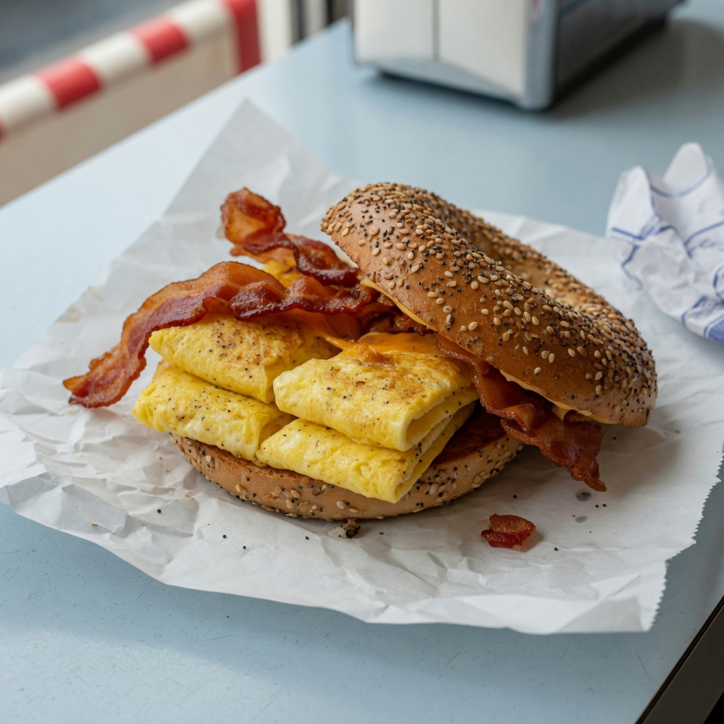 Illustration based on NYC Bagel and Egg Sandwich